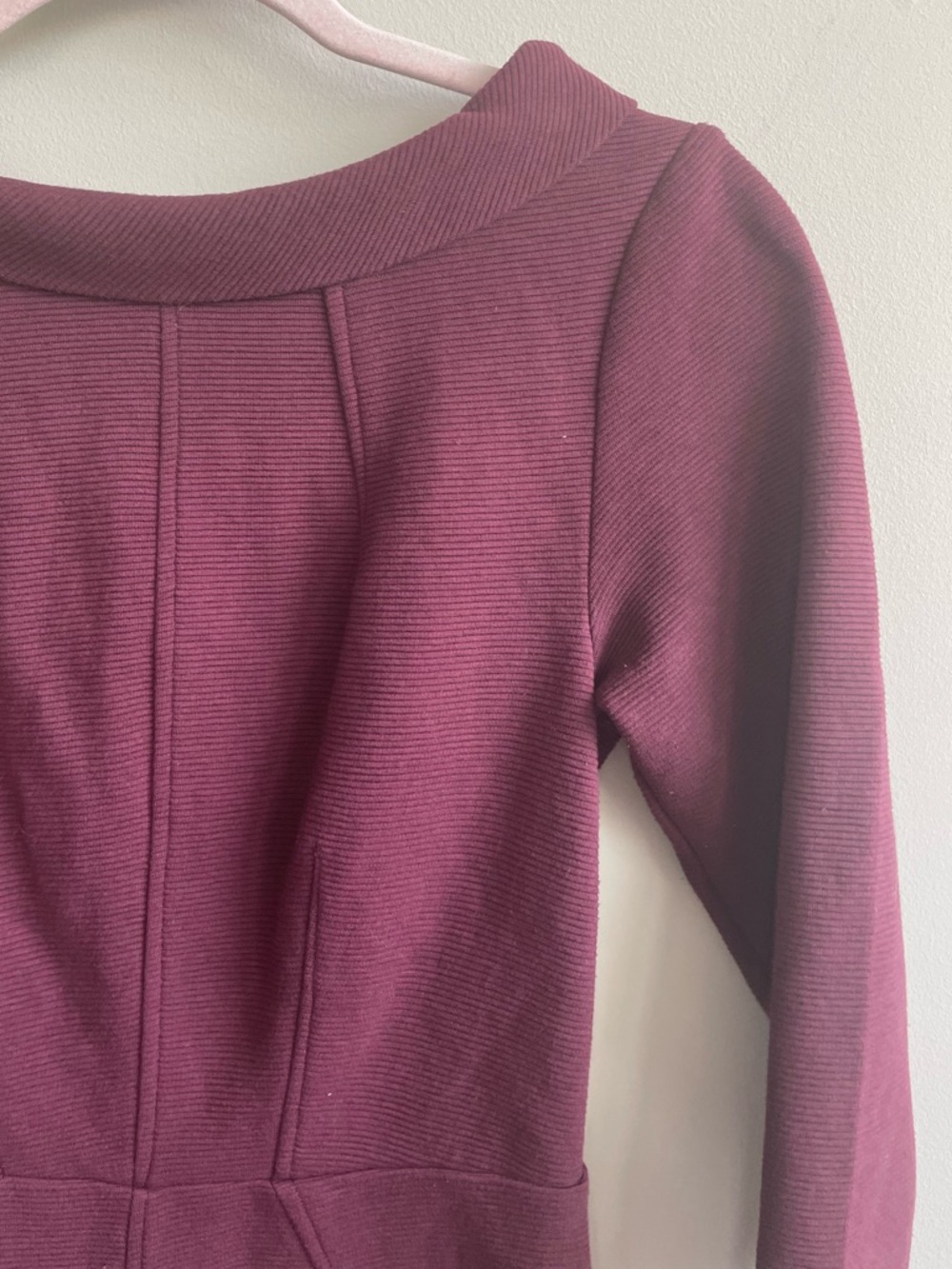 Boden Marisa Ottoman Burgundy Sheath Midi Dress 3/4 Sleeve Retro Inspired Collar - Picture 4 of 10